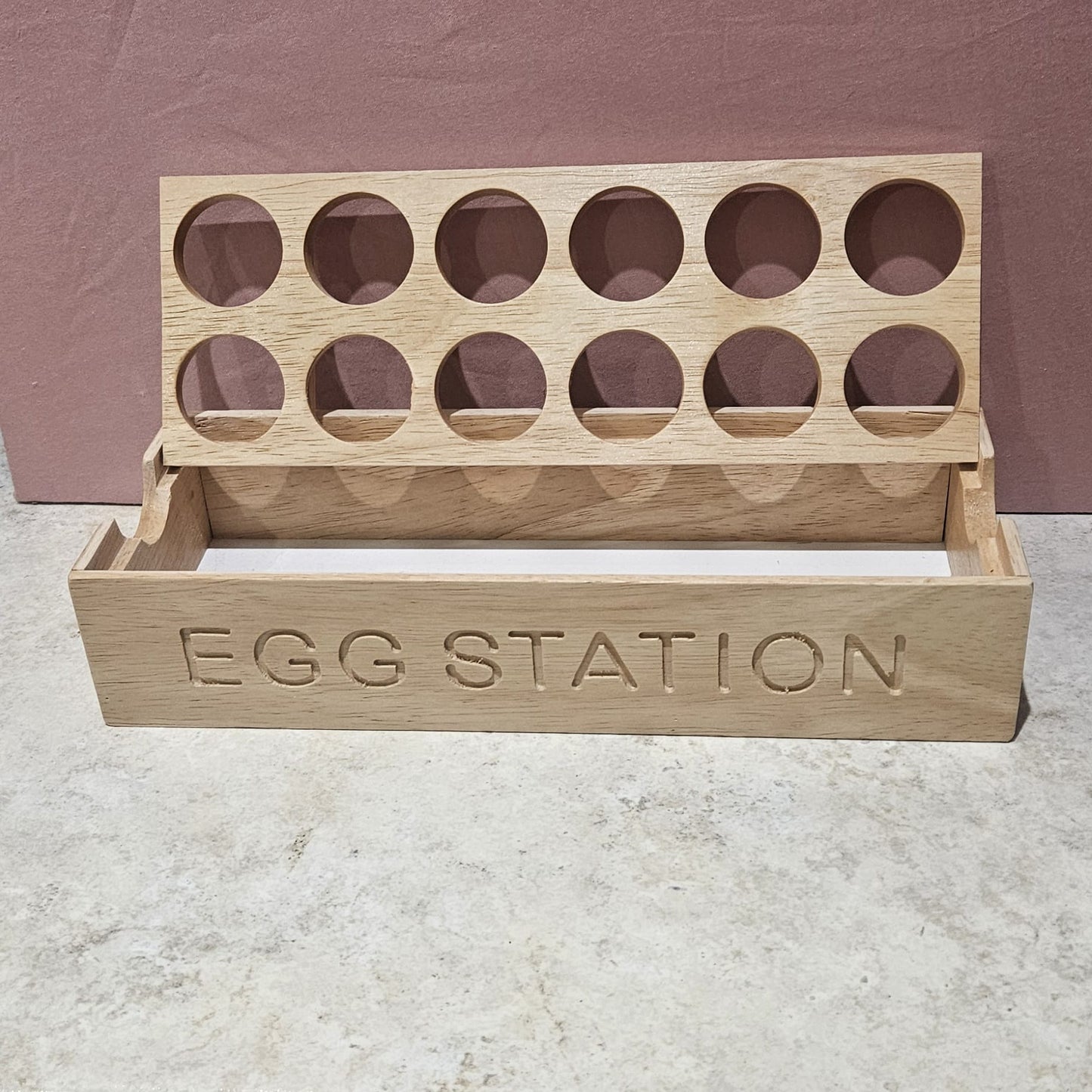 Hevea Wood Egg Station Storage unit