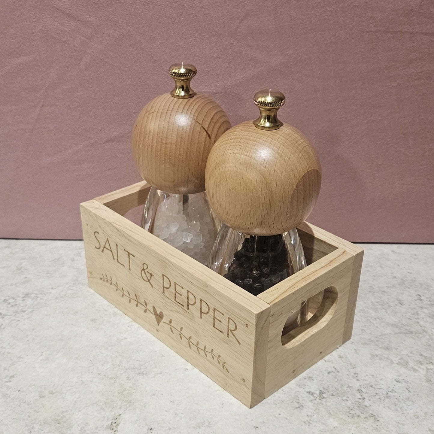 Salt & Pepper Mill/Grinder set with storage box