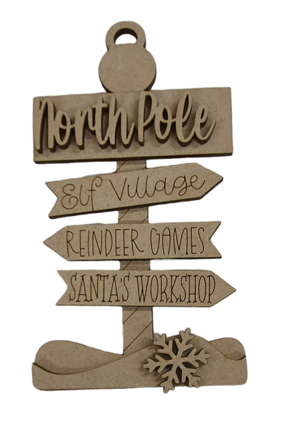 PAINTABLE MDF BLANK KIT - Christmas Ornament - North Pole