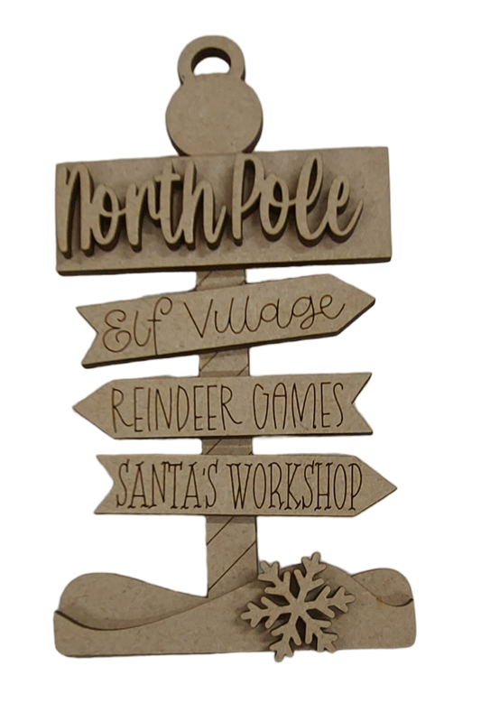 PAINTABLE MDF BLANK KIT - Christmas Ornament - North Pole