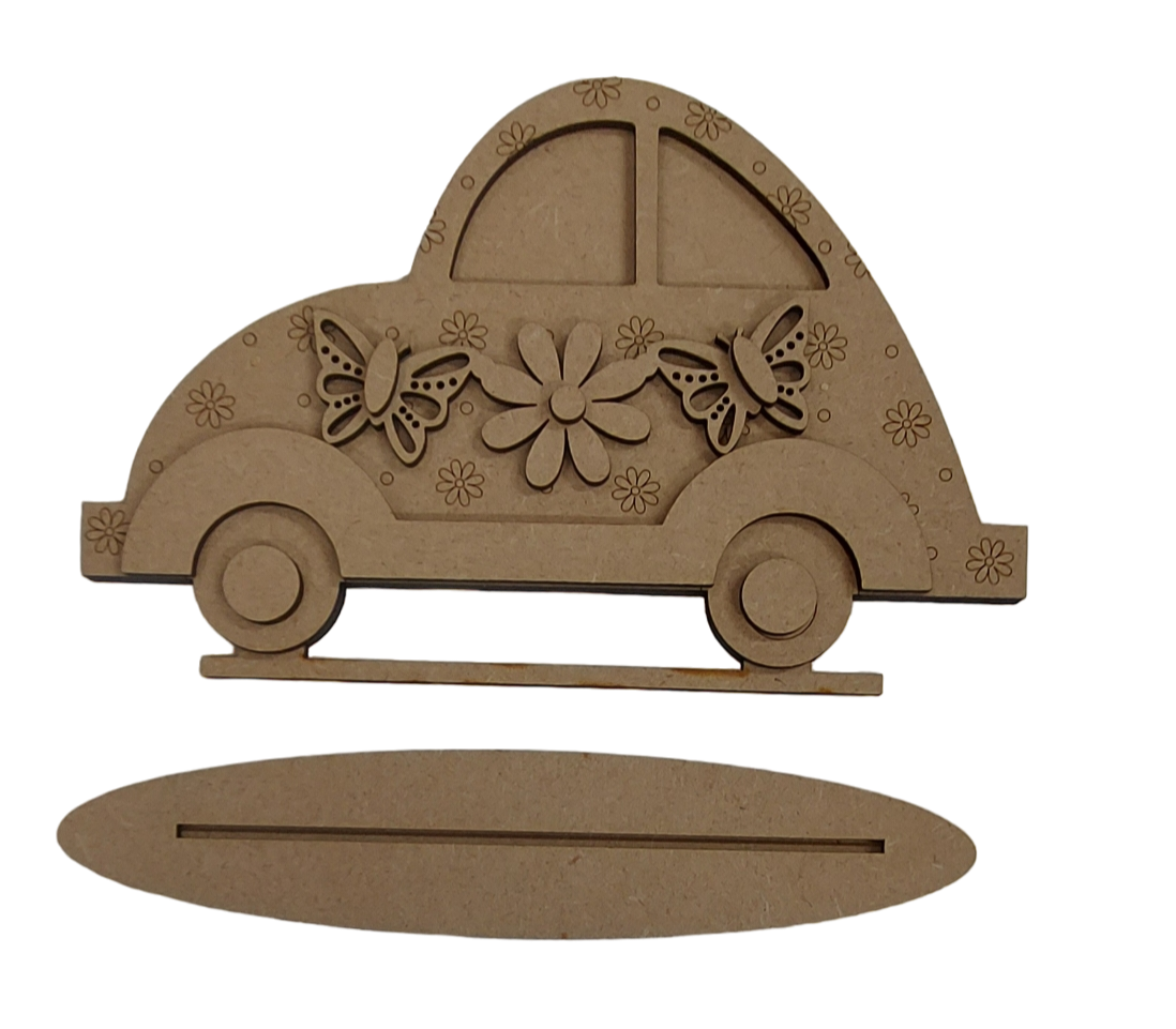 PAINTABLE MDF BLANK KIT - Spring Butterfly Car Shelf Sitter Lrg