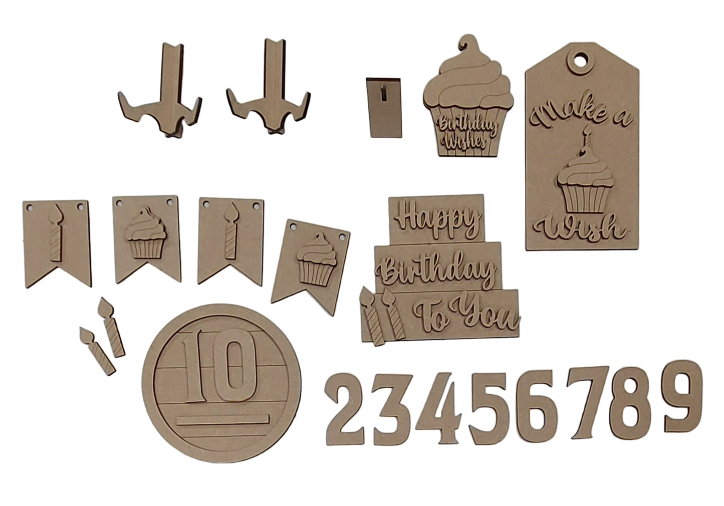 PAINTABLE BLANK MDF KIT - Happy Birthday Tiered Tray Set