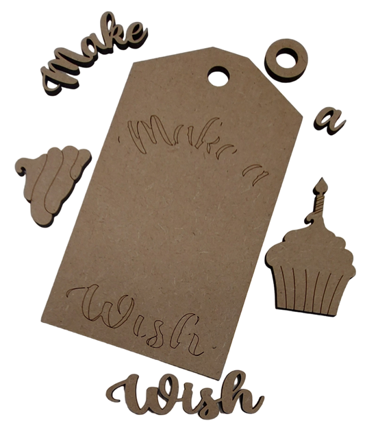 PAINTABLE BLANK MDF KIT - Make a Wish Tag