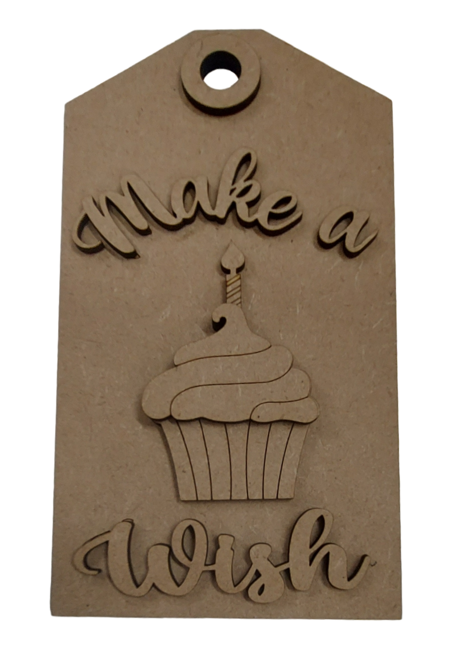 PAINTABLE BLANK MDF KIT - Make a Wish Tag