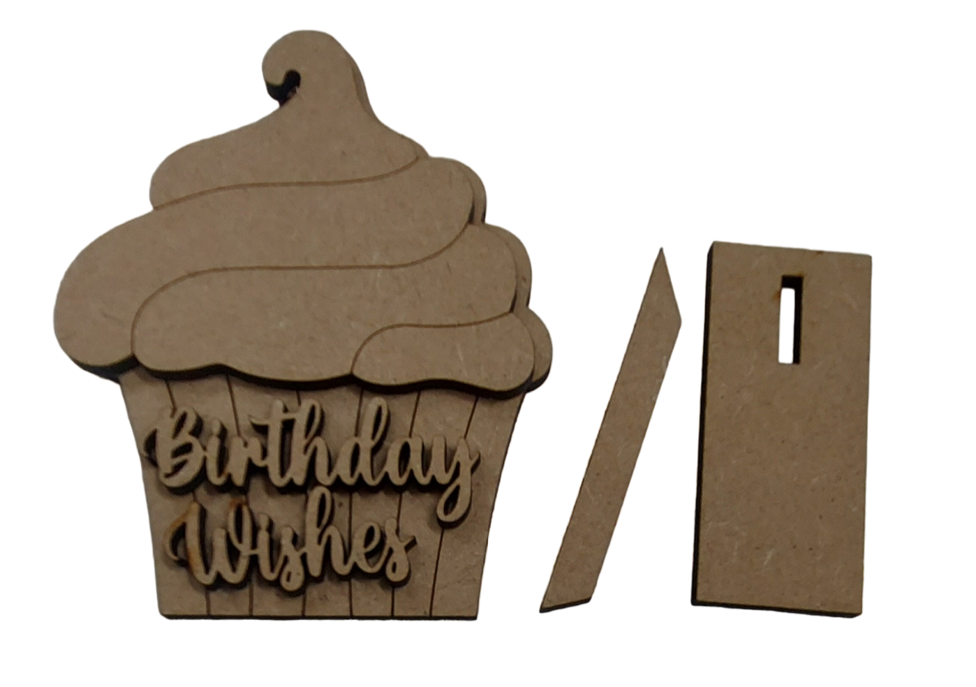 PAINTABLE BLANK MDF KIT - Birthday wishes cupcake & stand