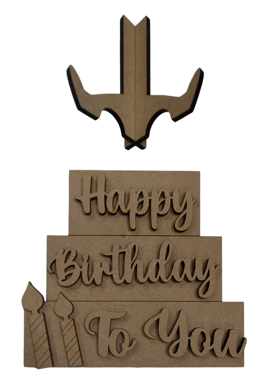 PAINTABLE MDF BLANK - Happy Birthday Tier