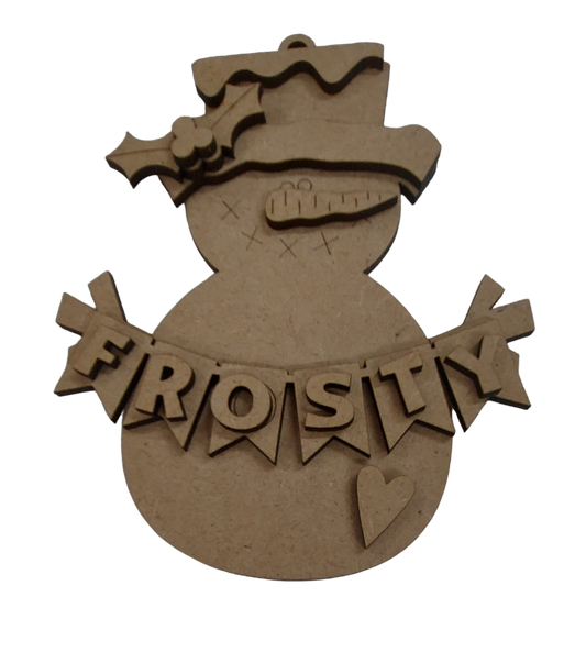 PAINTABLE MDF BLANK KIT - Christmas Ornament - Snowman Frosty