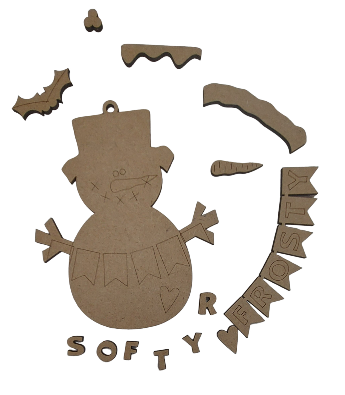 PAINTABLE MDF BLANK KIT - Christmas Ornament - Snowman Frosty