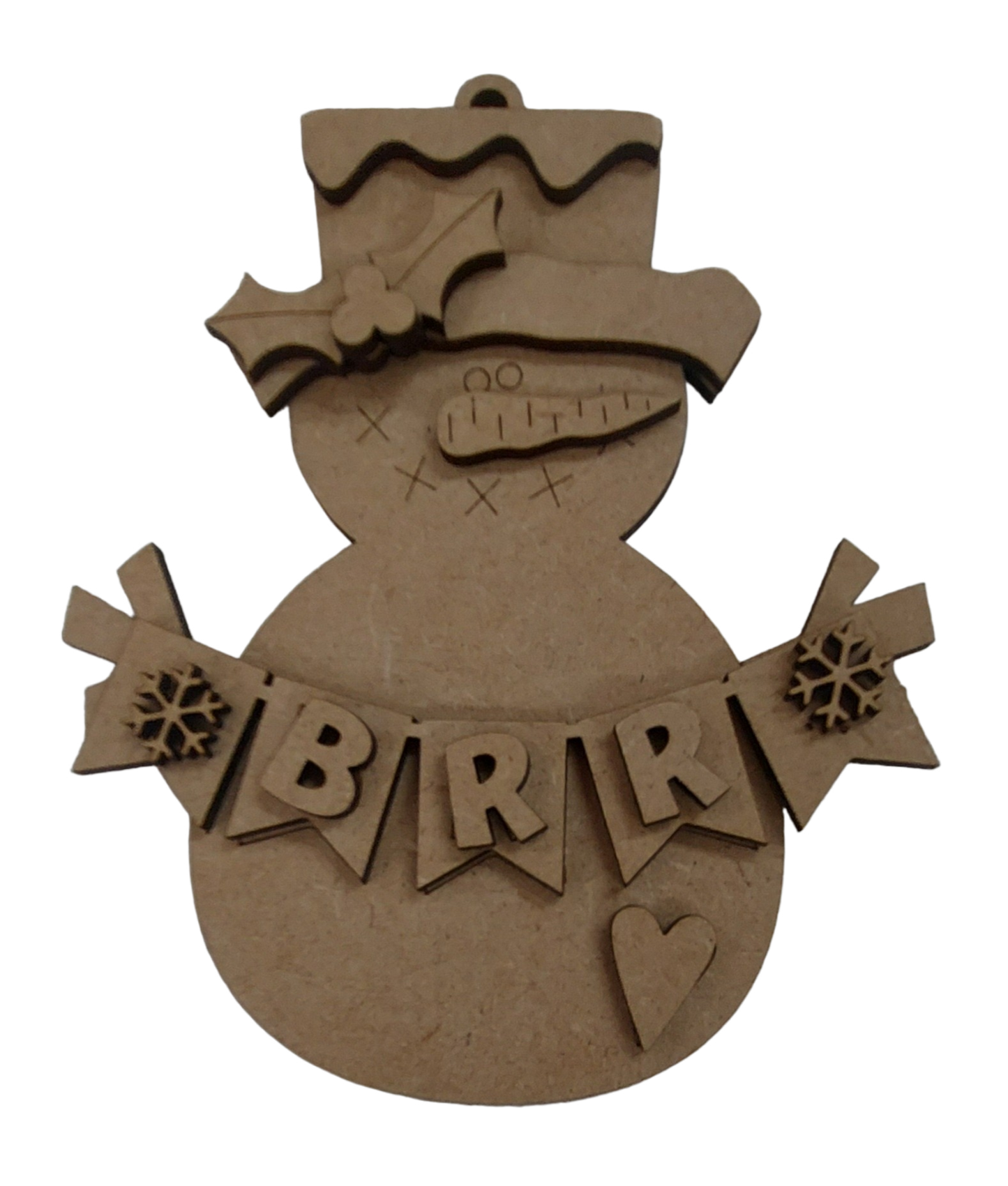 PAINTABLE MDF BLANK KIT - Christmas Ornament - Snowman Brrr