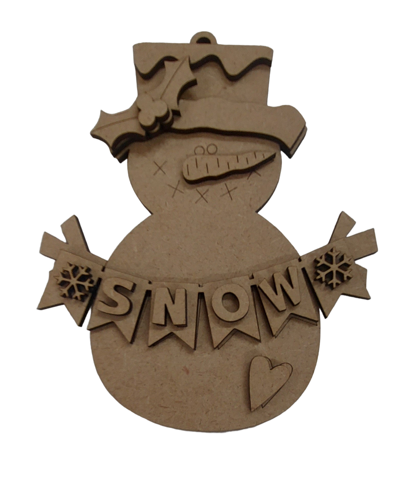 PAINTABLE MDF BLANK KIT - Christmas Ornament - Snowman Snow