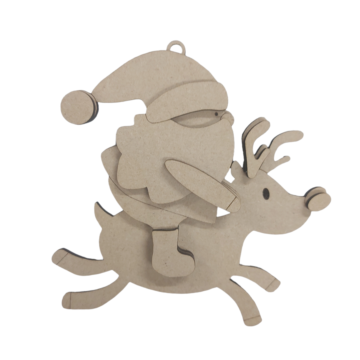 PAINTABLE MDF BLANK KIT - Christmas Ornament - Santa on Reindeer