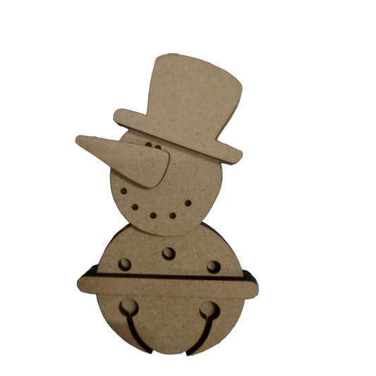 PAINTABLE MDF BLANK KIT - Christmas Hanging Ornament -Snowman Bell