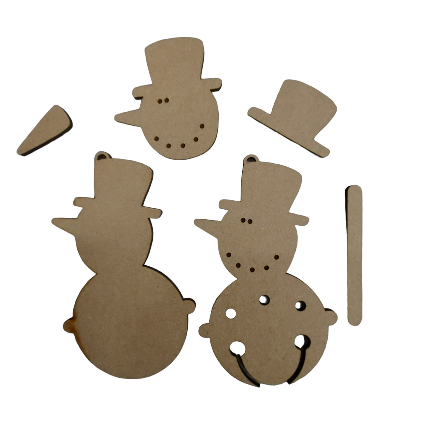 PAINTABLE MDF BLANK KIT - Christmas Hanging Ornament -Snowman Bell