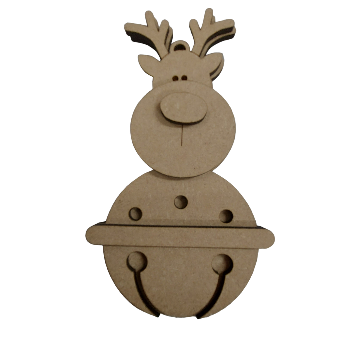 PAINTABLE MDF BLANK KIT - Christmas Hanging Ornament - Reindeer Bell