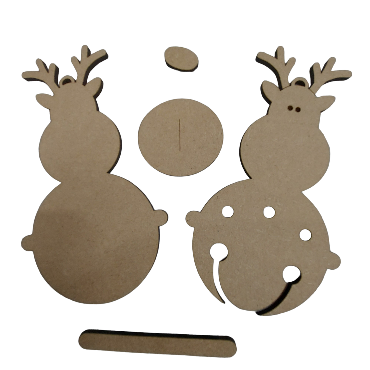 PAINTABLE MDF BLANK KIT - Christmas Hanging Ornament - Reindeer Bell