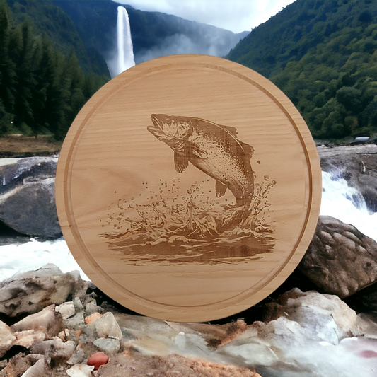 Beech Chopping Board - engraved Leaping Salmon