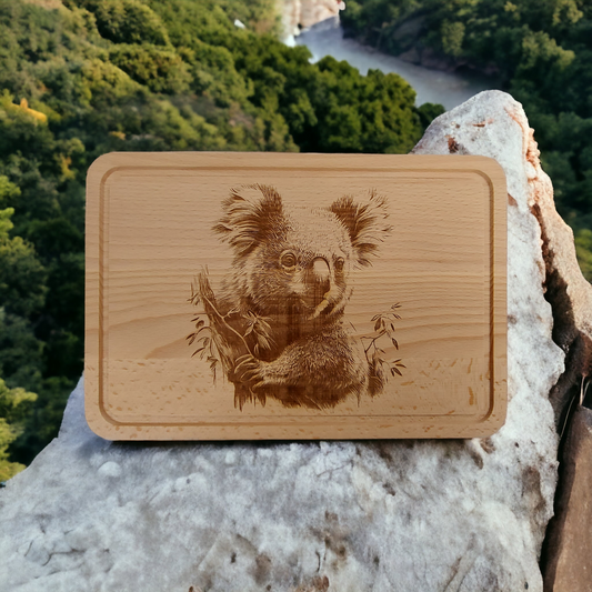 Beech Chopping Board Medium Rectangle  - engraved Koala