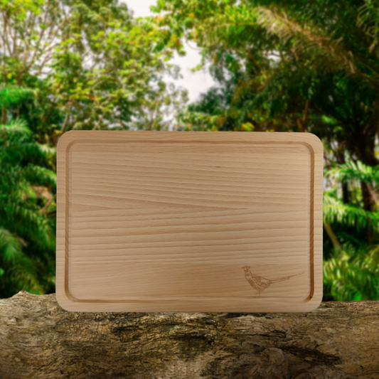 Beech Chopping Board Medium Rectangle  - engraved Pheasant