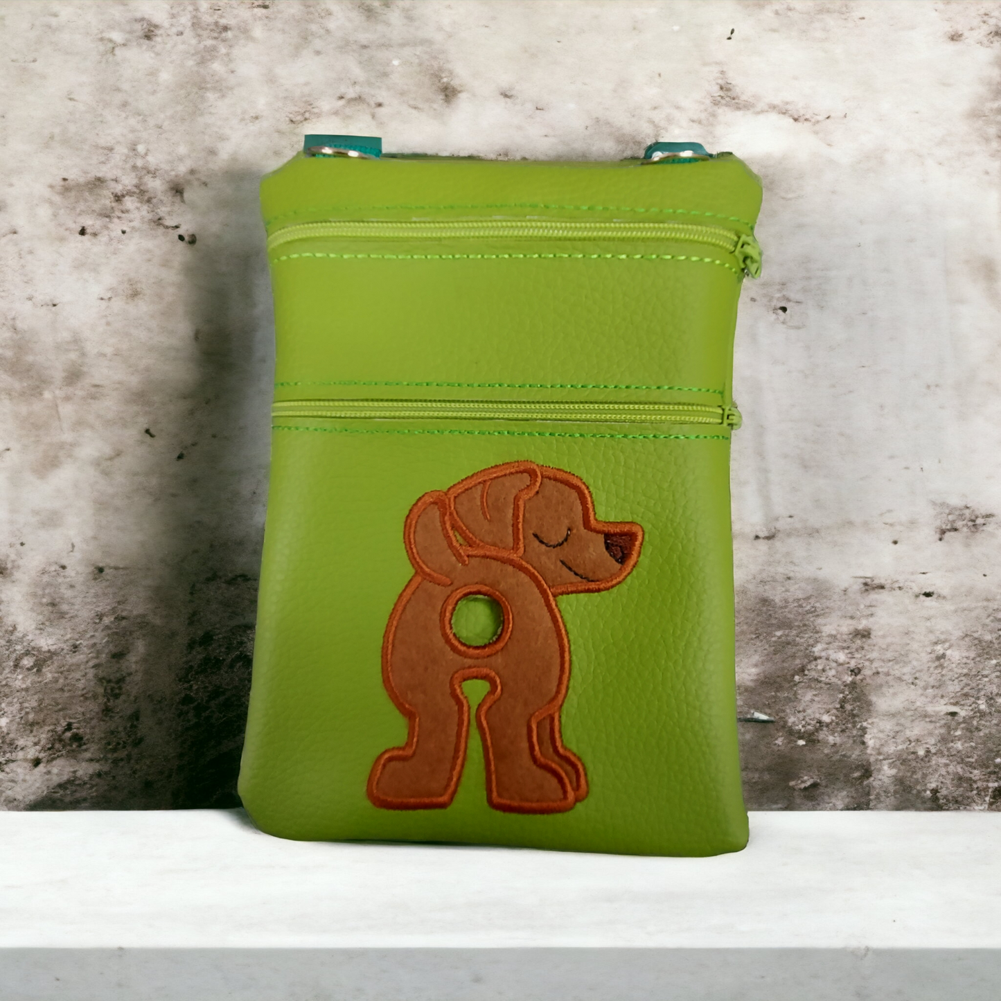 DOG WALKING BAG with Matching adjustable strap - Lime Green with Dog Design