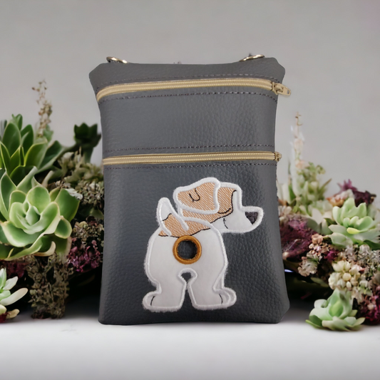 DOG WALKING BAG with Matching adjustable strap - Grey with Dog Design