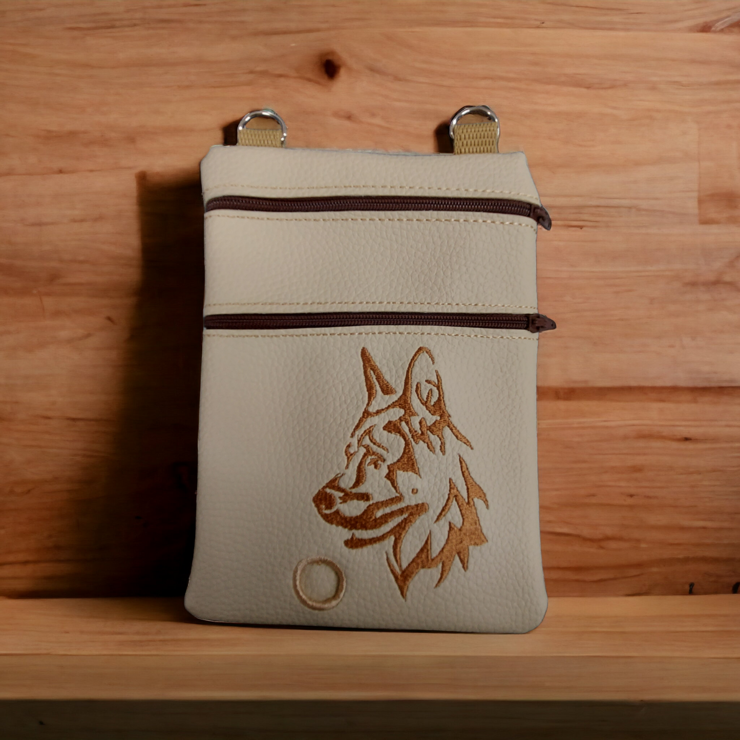 DOG WALKING BAG with Matching adjustable strap - Beige with Alsation/German Shepherd Design