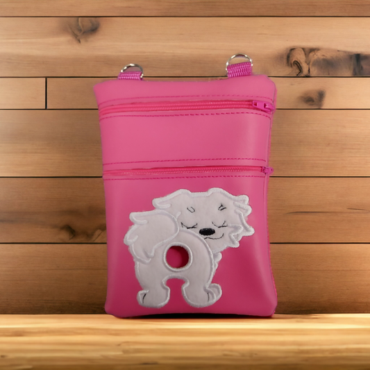 DOG WALKING BAG with Matching adjustable strap - Pink with Dog Design