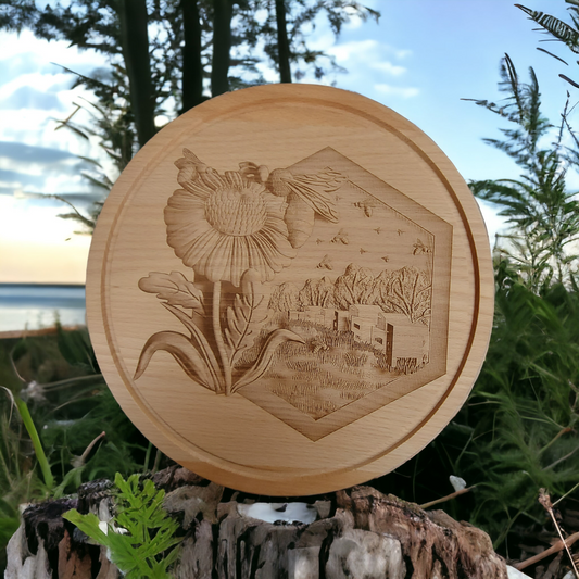 Beech Wooden Board 3D Engraved Bee & Hives