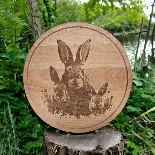 Beech Chopping Board - engraved Rabbits