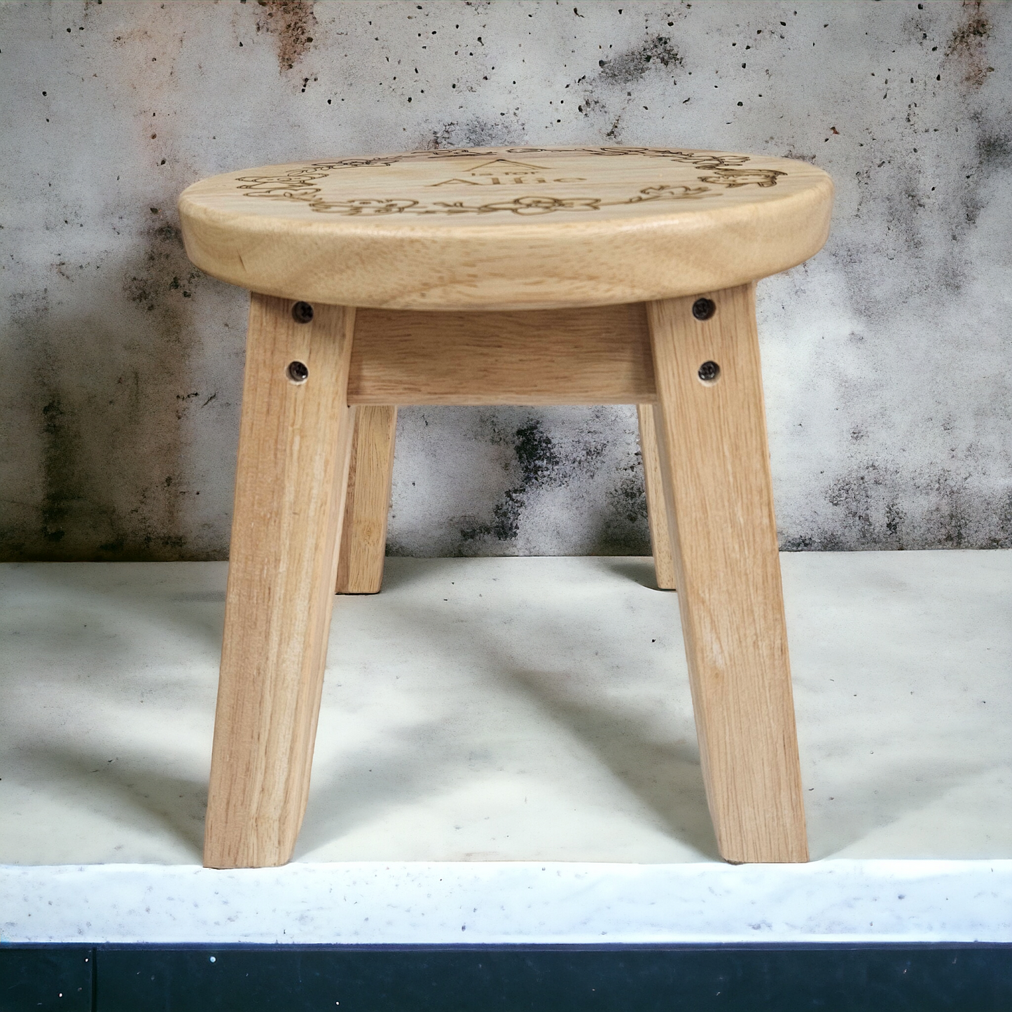 Personalised wooden childs stool