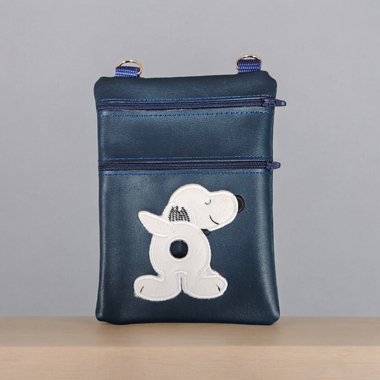 DOG WALKING BAG with Matching adjustable strap - Navy Blue with dog design