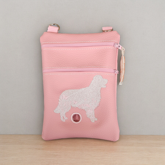 DOG WALKING BAG with Matching adjustable strap - Pink with dog design