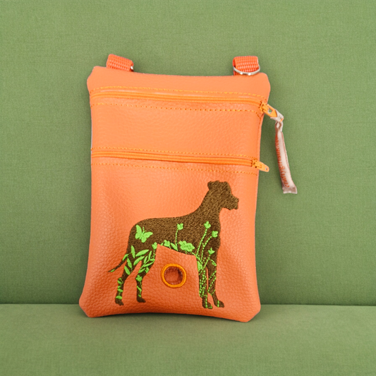 DOG WALKING BAG with Matching adjustable strap - Orange with Boxer dog design