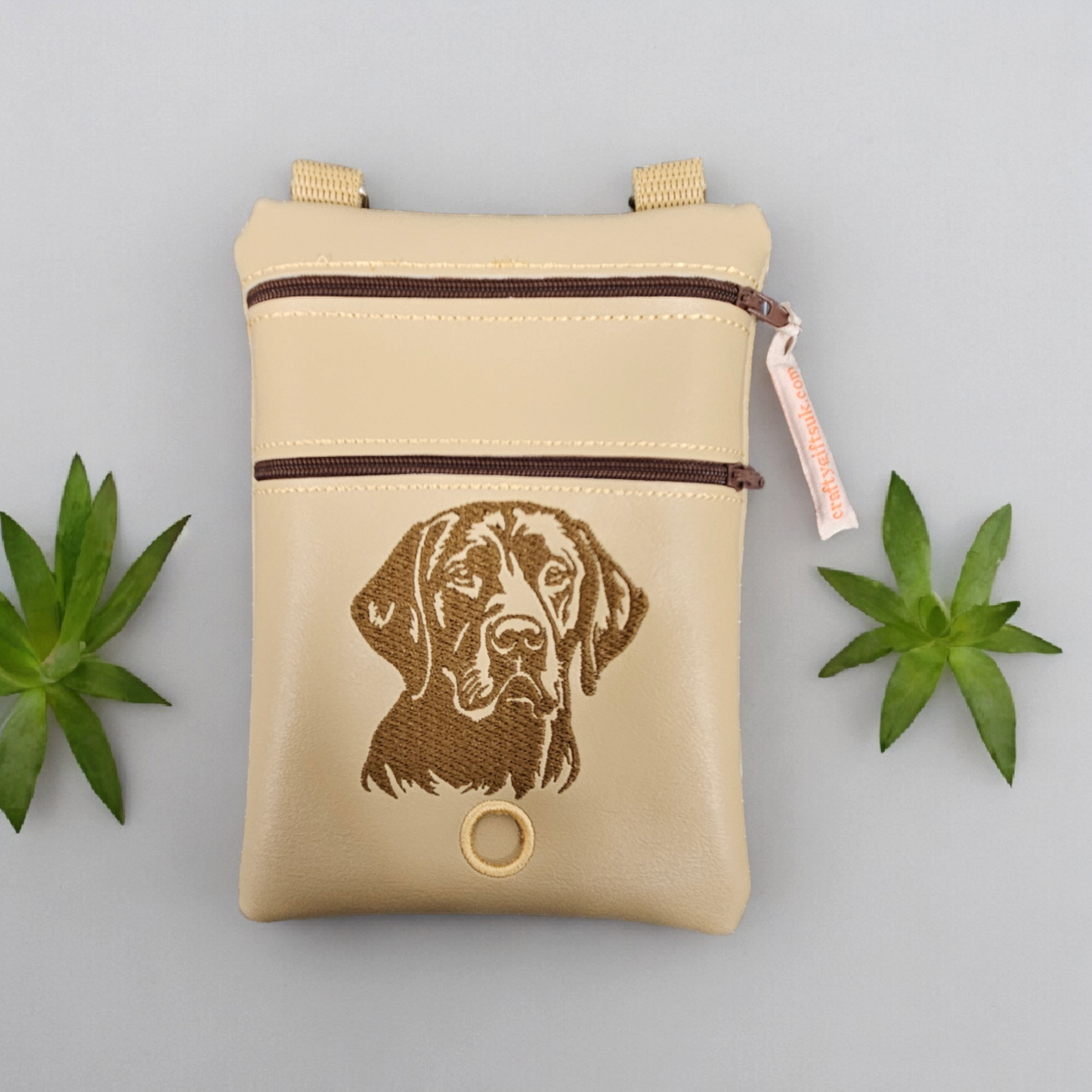 DOG WALKING BAG with Matching adjustable strap - Cream with Chocolate Labrador dog design