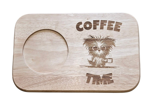 MUG BOARD - Hevea Wood Laser engraved Mug Board - engraved Coffee Time