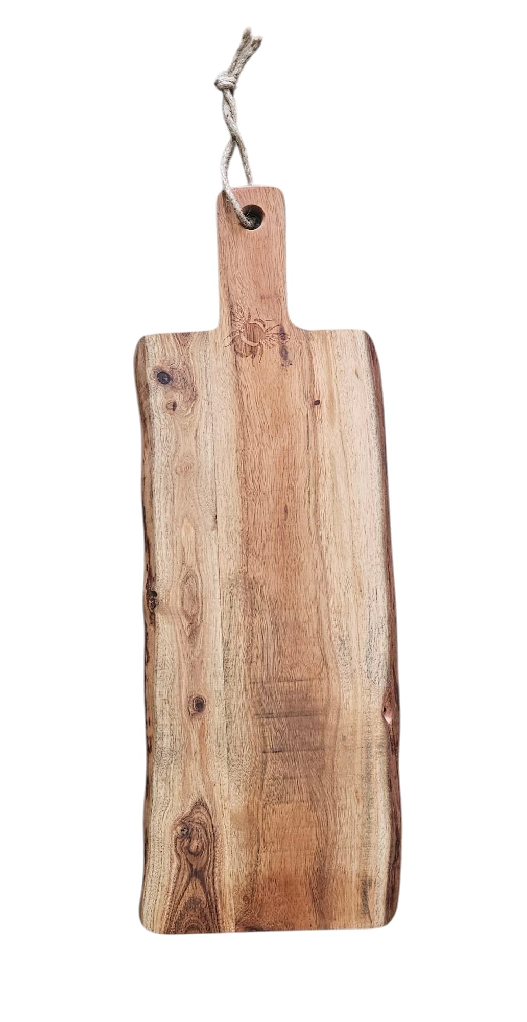 Large Acacia Wood Paddle Chopping Board - Engraved Bee