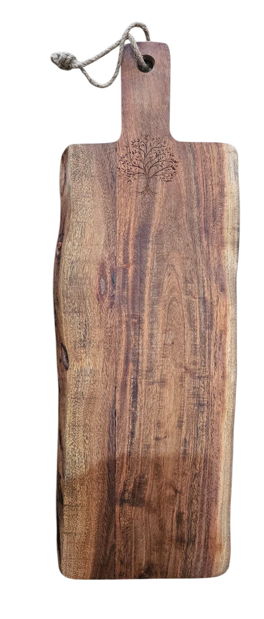 Large Acacia Wood Paddle Chopping Board - Engraved Tree