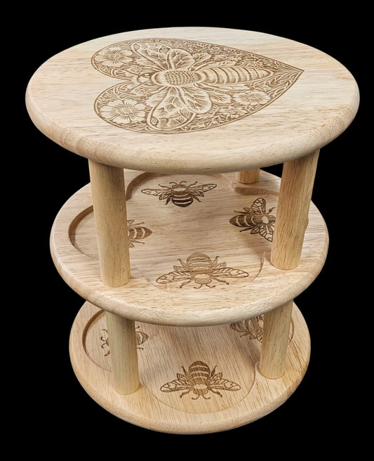 MUG CAROUSEL - Hevea Wood Laser engraved Mug Carousel - Bees