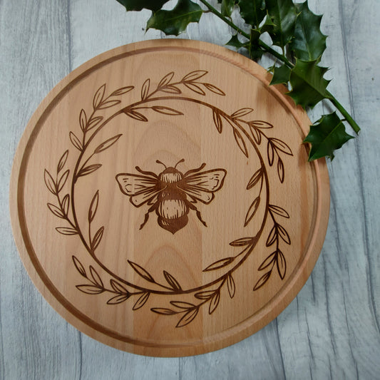 Beech Chopping Board - engraved Bee