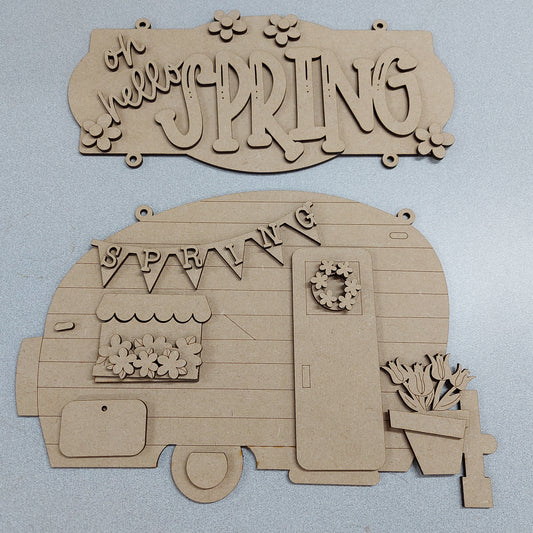 PAINTABLE BLANK MDF KIT - Spring Caravan