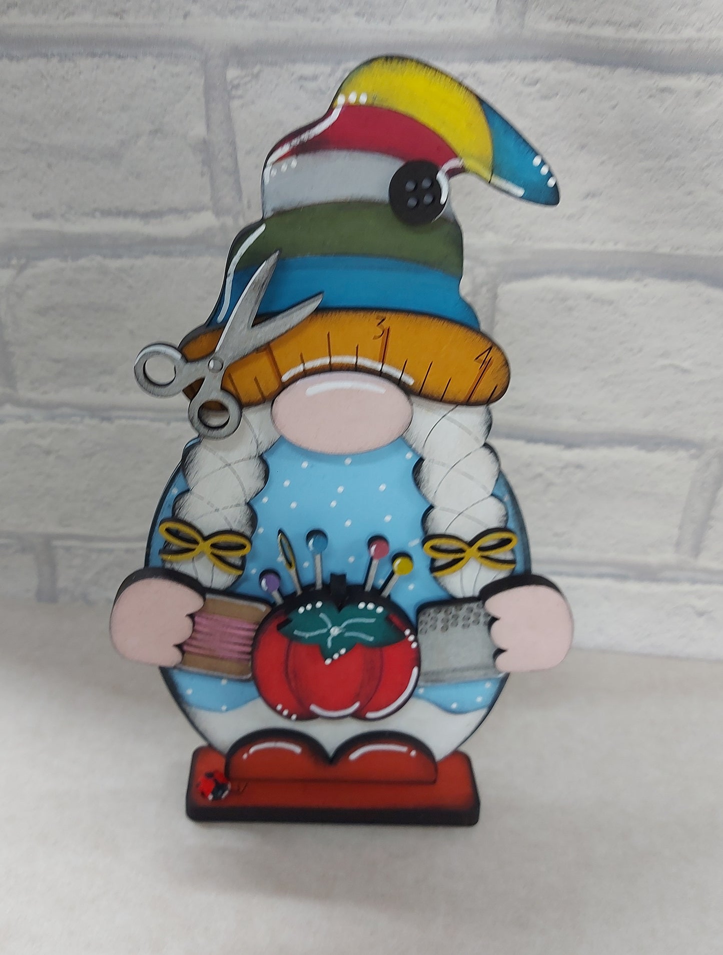 Hand Painted MDF Sewing Gonk / Gnome