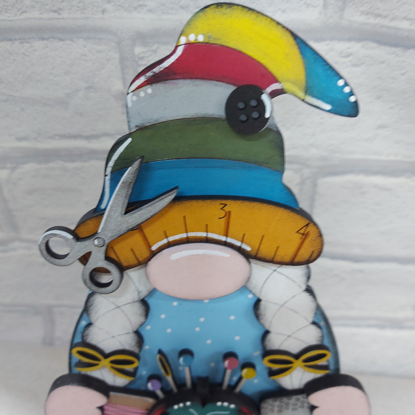 Hand Painted MDF Sewing Gonk / Gnome