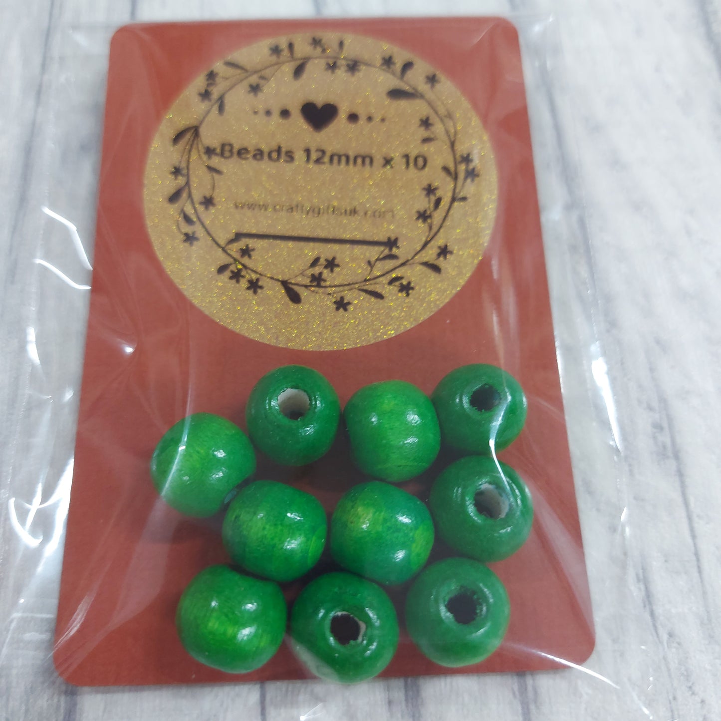 10 x PAINTED WOOD BEADS 12MM - Various colours available