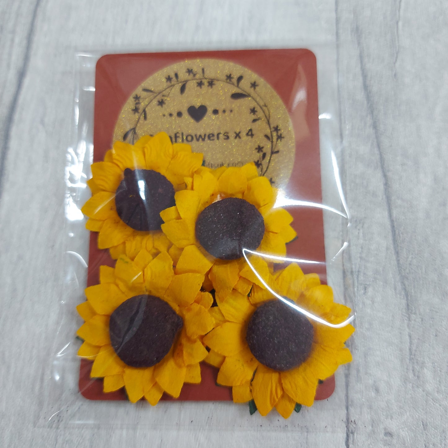 PAPER SUNFLOWERS 4PACK. EMBELLISHMENTS