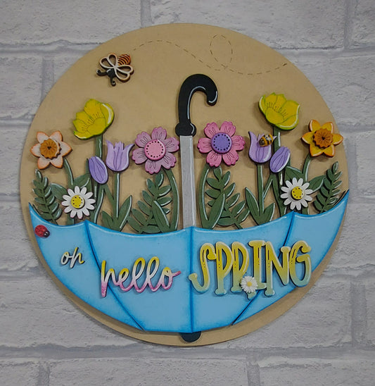 PAINTABLE MDF BLANK - Spring Umbrella Sign