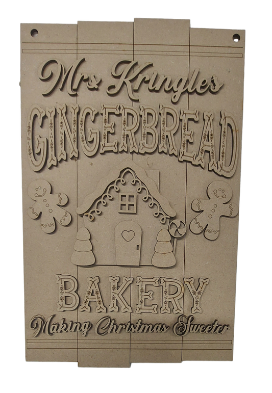 PAINTABLE HANGING CHRISTMAS GINGERBREAD SIGN