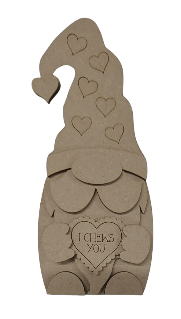 PAINTABLE MDF VALENTINE - I CHEWS YOU GONK / GNOME KIT