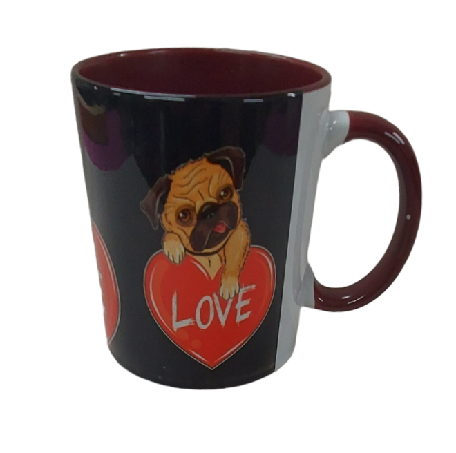 MUG - BURGANDY WITH LOVE PUG