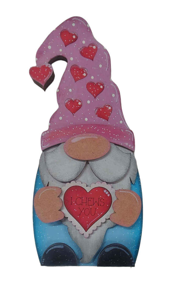 PAINTABLE MDF VALENTINE - I CHEWS YOU GONK / GNOME KIT