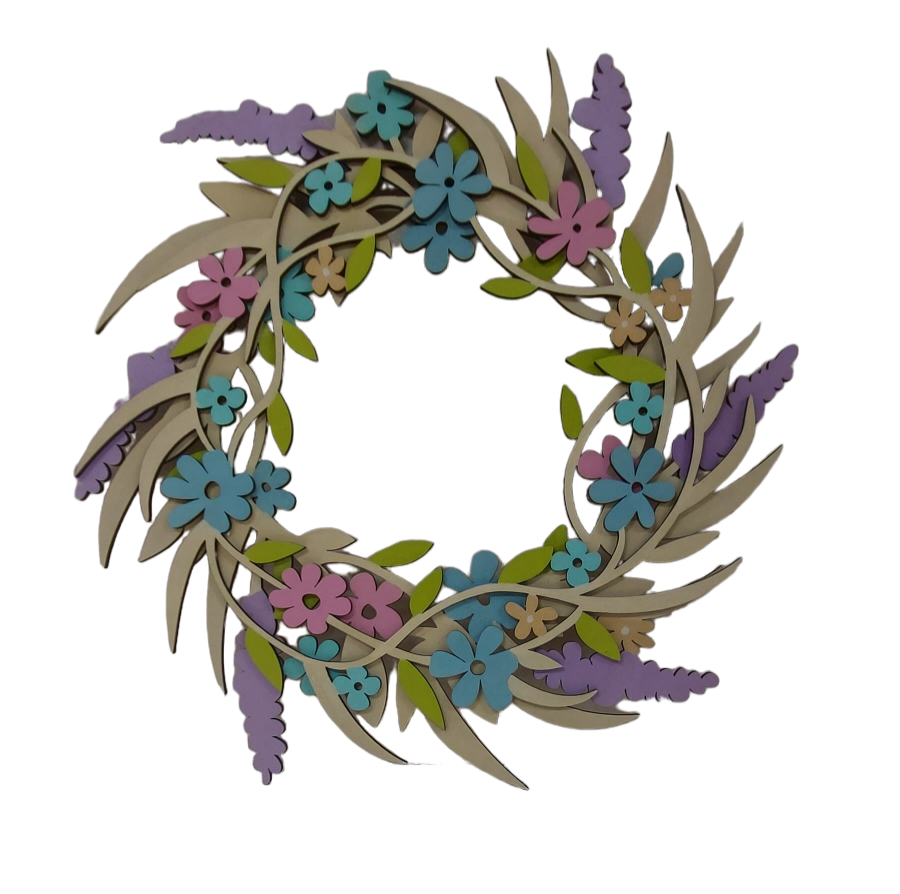 PAINTABLE MDF FLORAL WREATH KIT