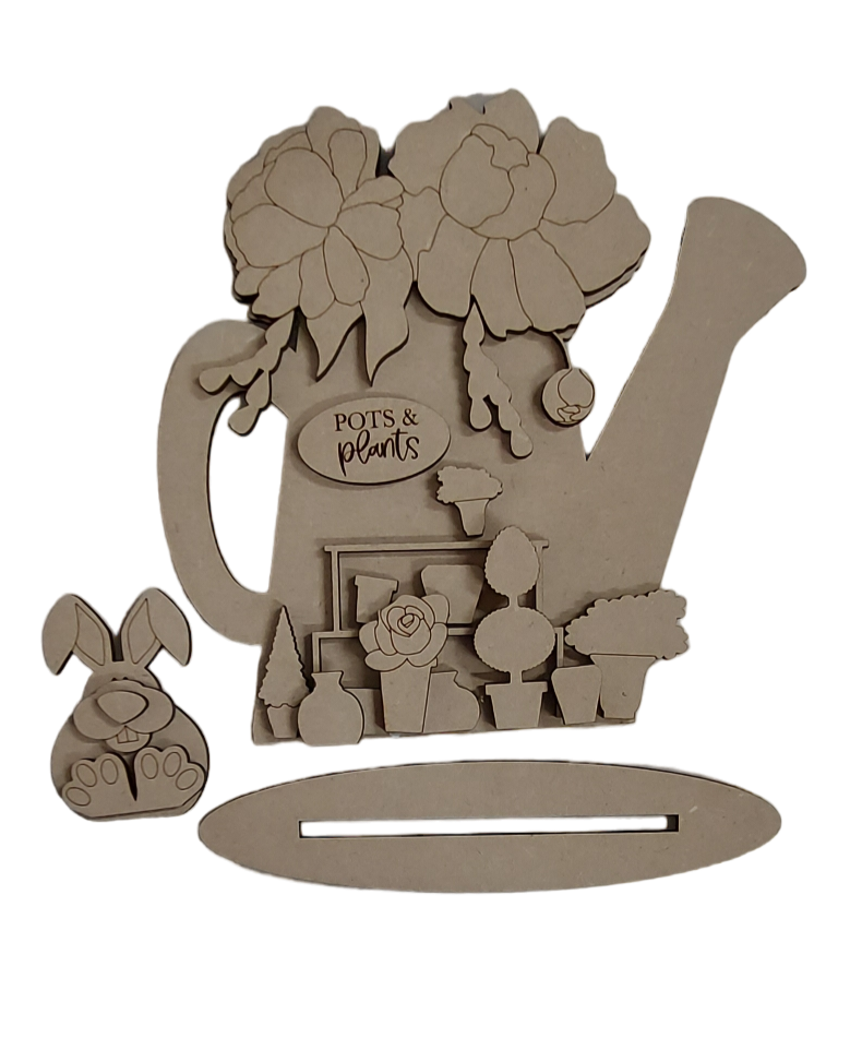 PAINTABLE MDF DOUBLE SIDED EASTER WATERING CAN KIT